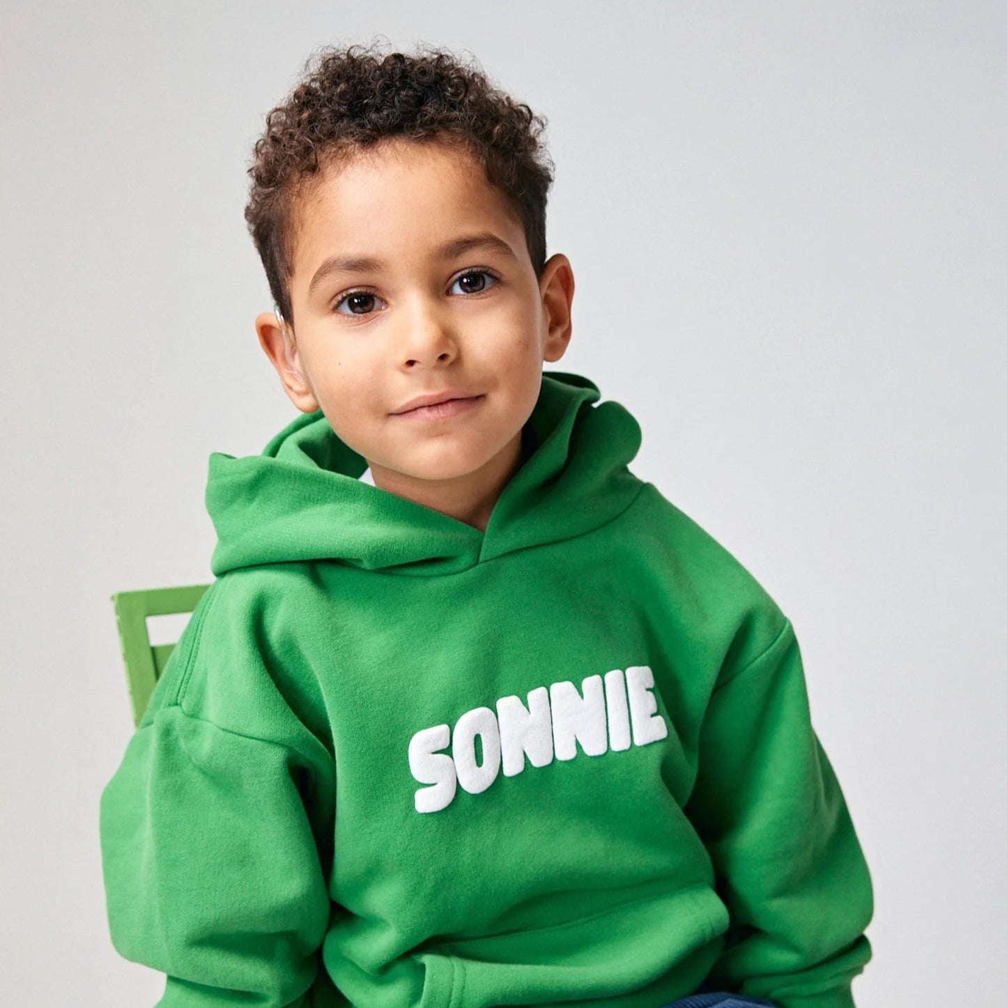 SONNIE PUFF PRINT HOODIE: KERMIT GREEN