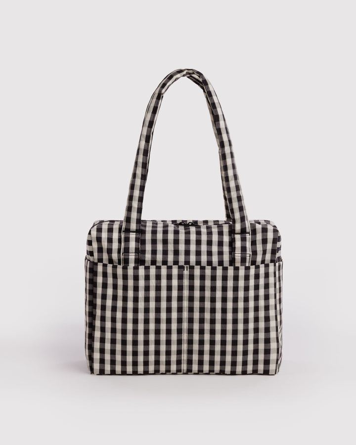 BAGGU SMALL CLOUD CARRY-ON: BLACK + CREAM GINGHAM