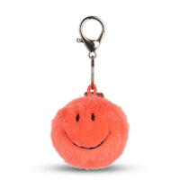 SMILEY KEYCHAIN ECO FUZZY: BRIGHT CORAL