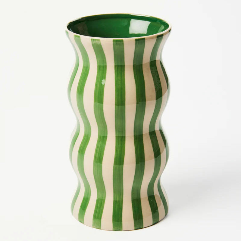 J & CO PALMA VASE: GREEN STRIPE