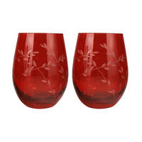 FLORAL STEMLESS GLASS 2PC