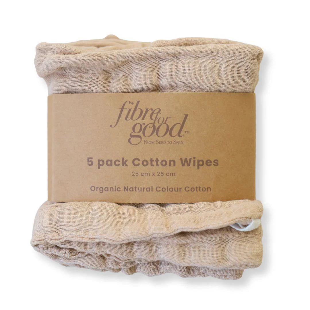 FIBRE FOR GOOD BABY WIPES (5PC): BROWN