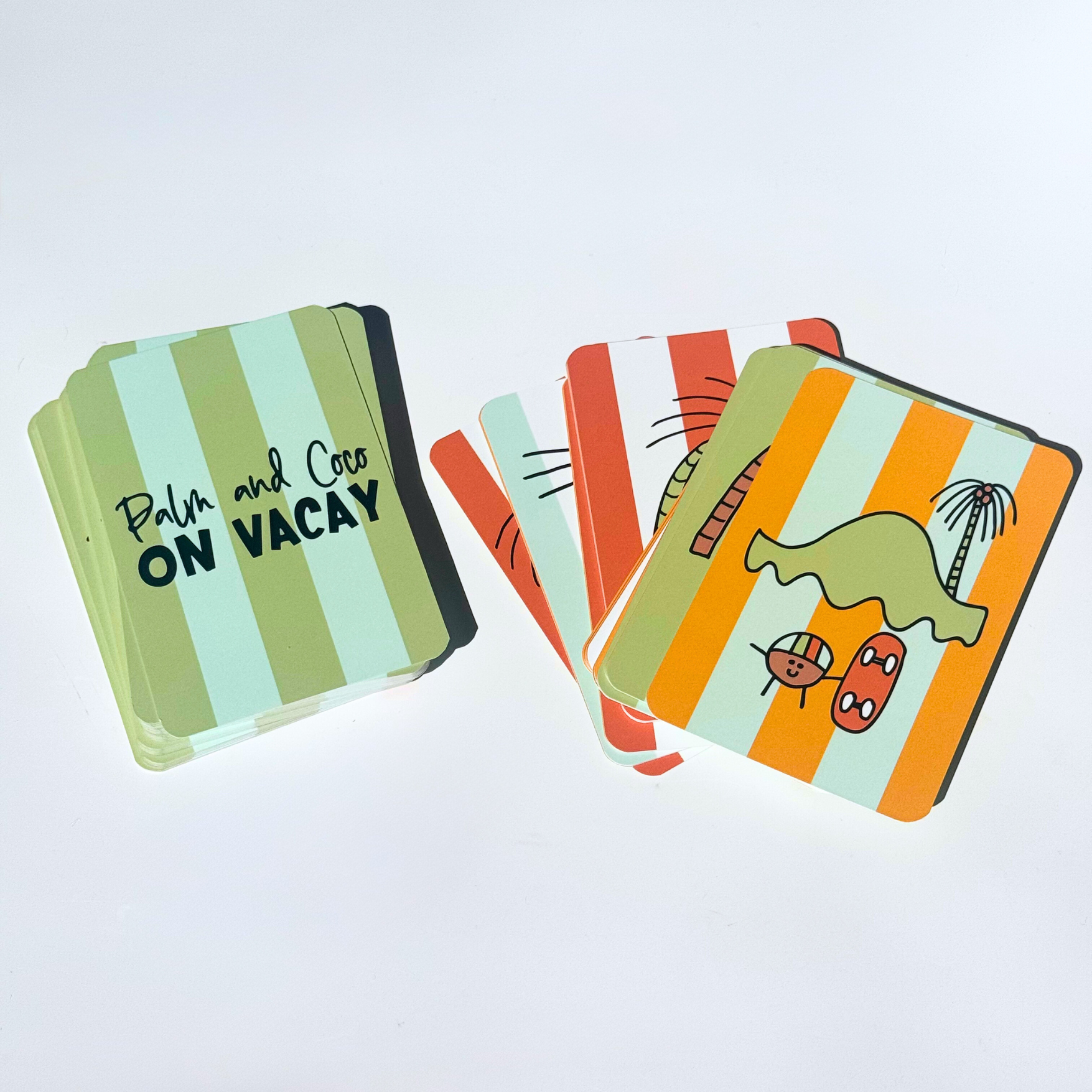 PALM & COCO ON VACAY PLAYING CARDS: SAGE & SEA STRIPE