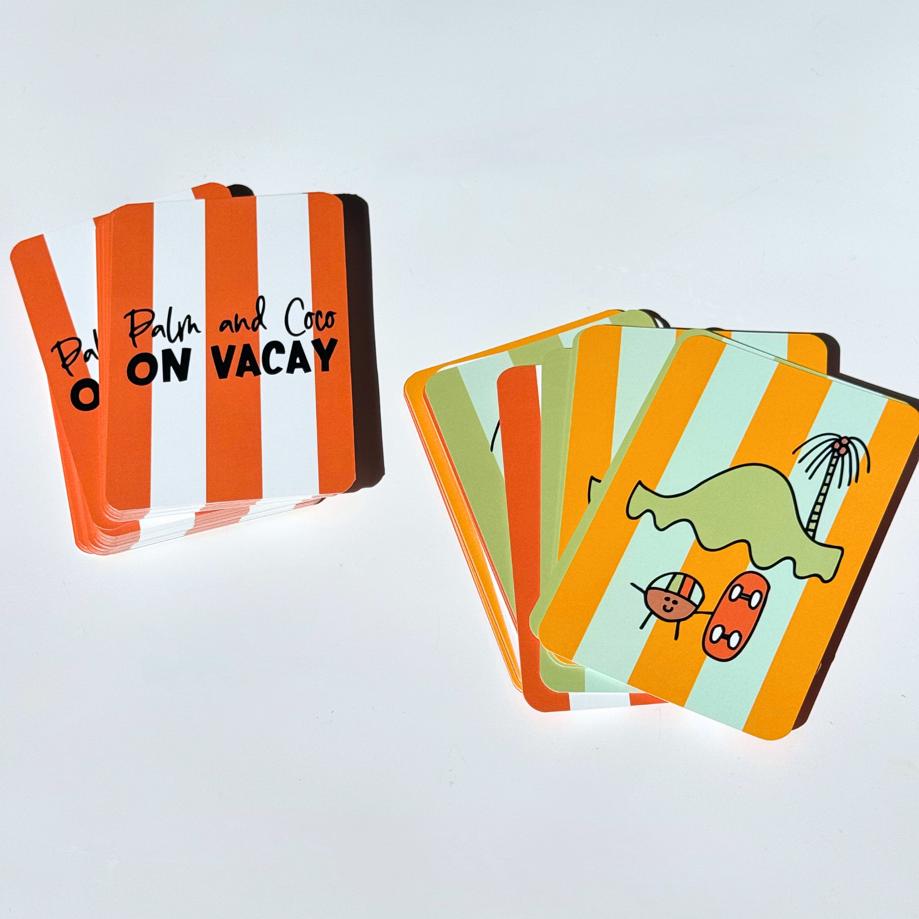 PALM & COCO ON VACAY PLAYING CARDS: RED & WHITE STRIPE