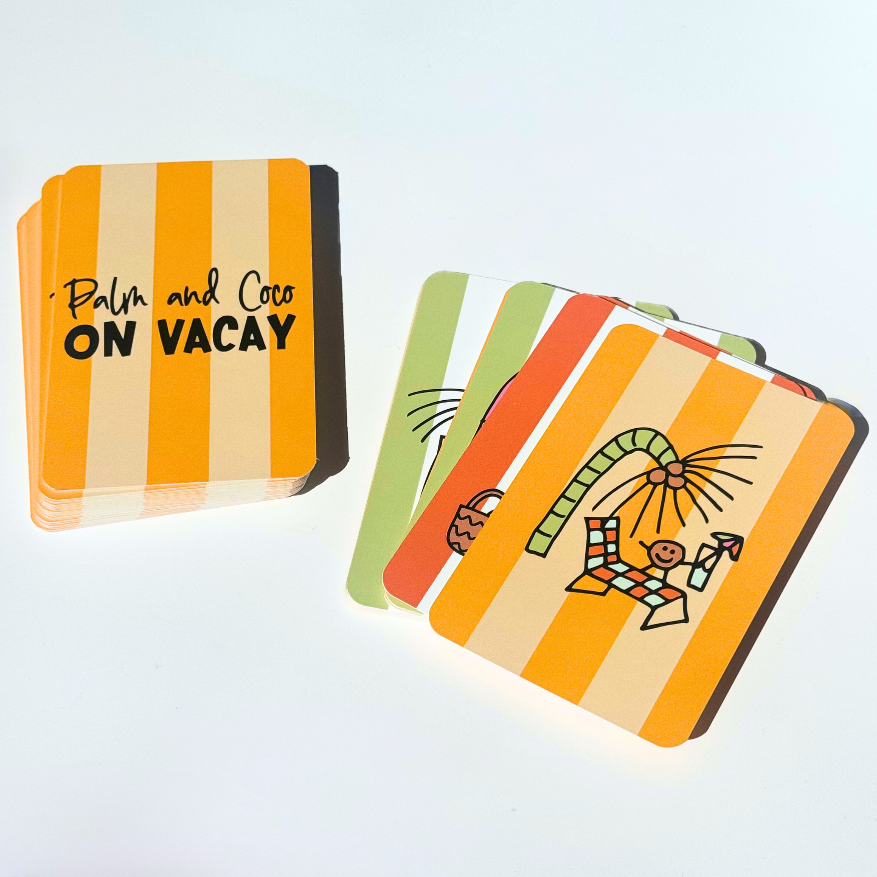 PALM & COCO ON VACAY PLAYING CARDS: YELLOW & SAND STRIPE