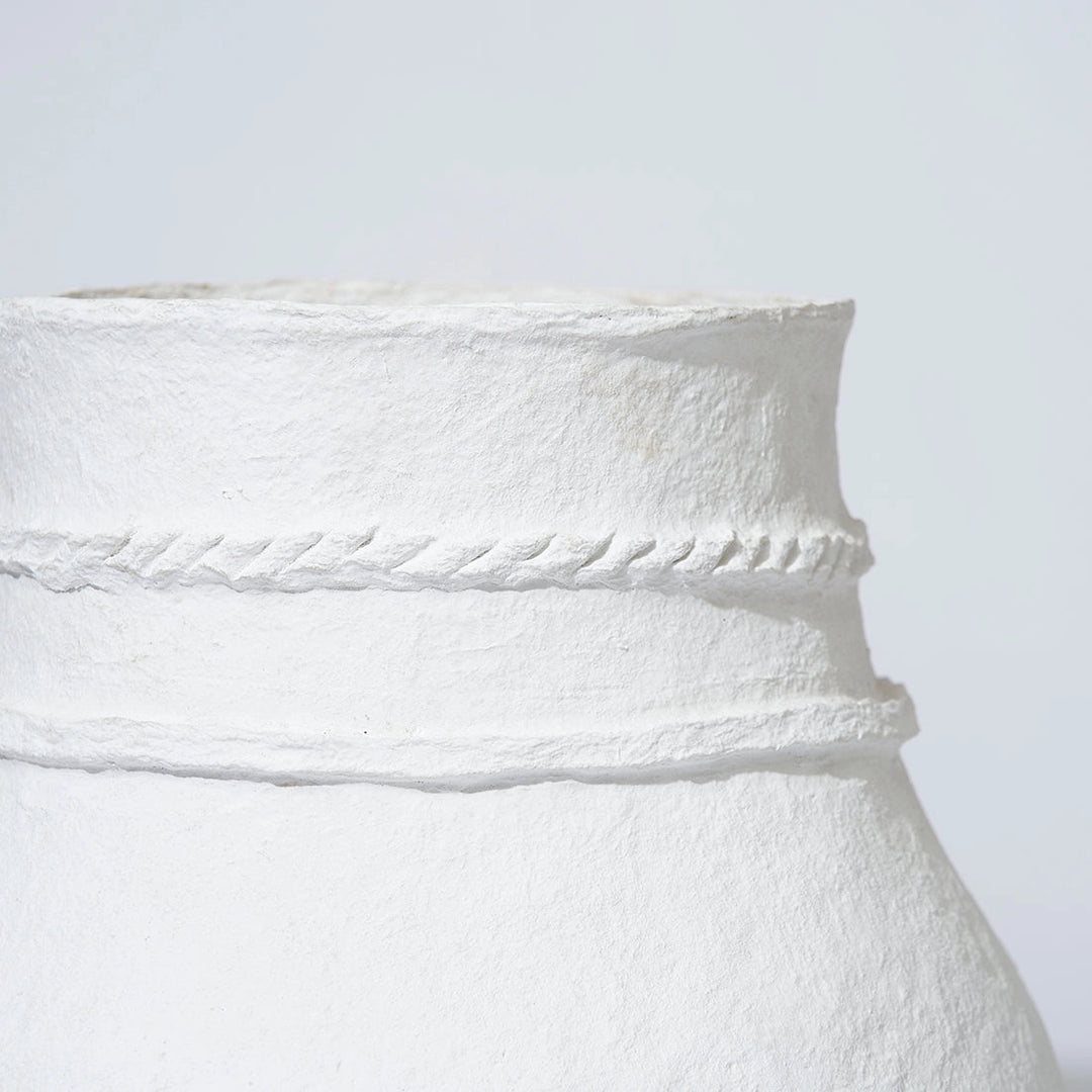 MARMOSET FOUND COTTON MACHE ROPE VESSEL: MOONLIGHT