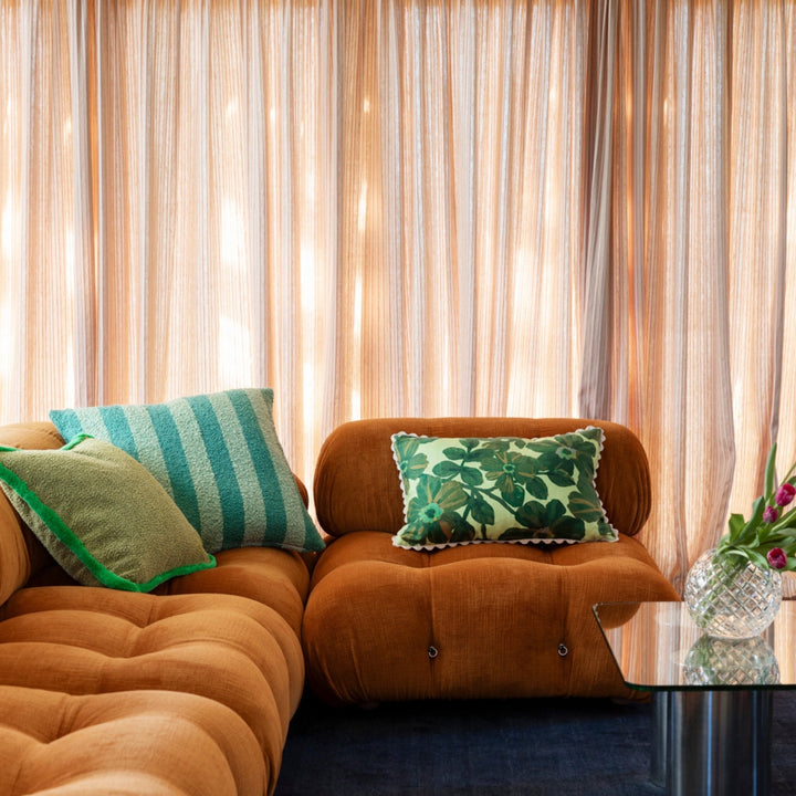 BONNIE AND NEIL STRIPE BOUCLE CUSHION: MINT/ 60CM, lifestyle