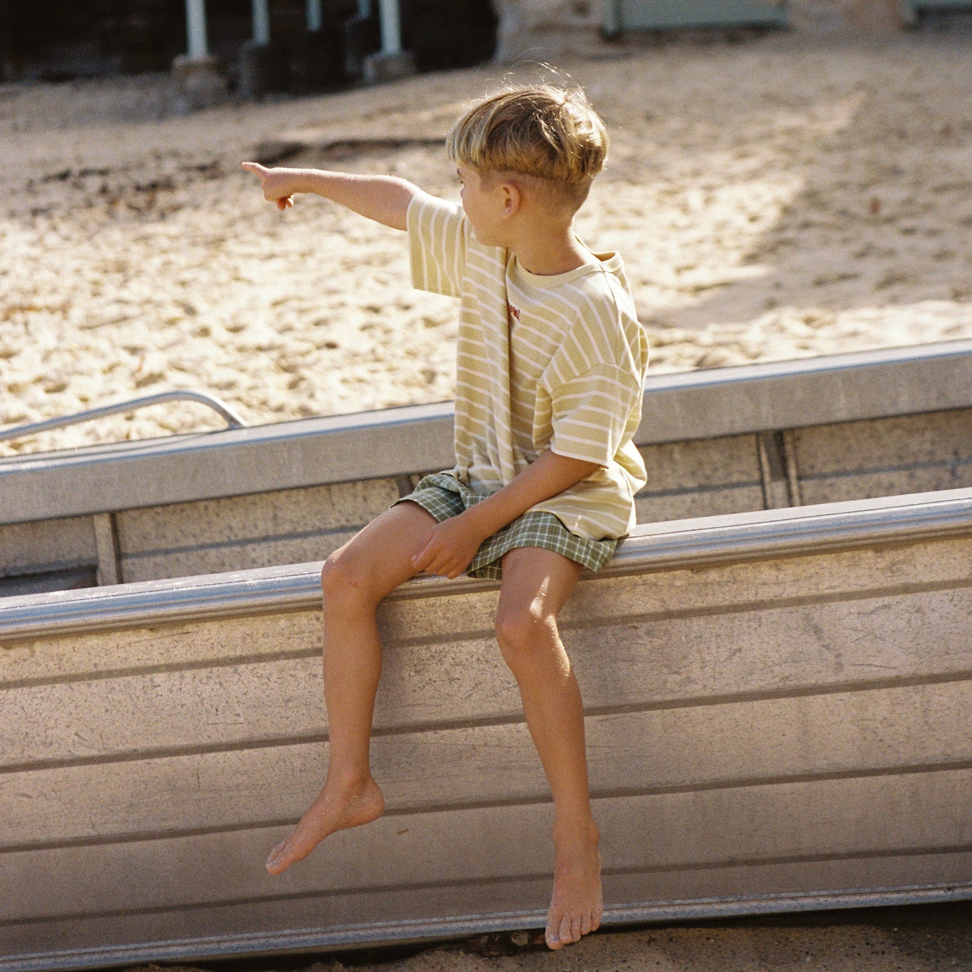 JUNI JNR BANJO SHORTS: GREEN CHECK