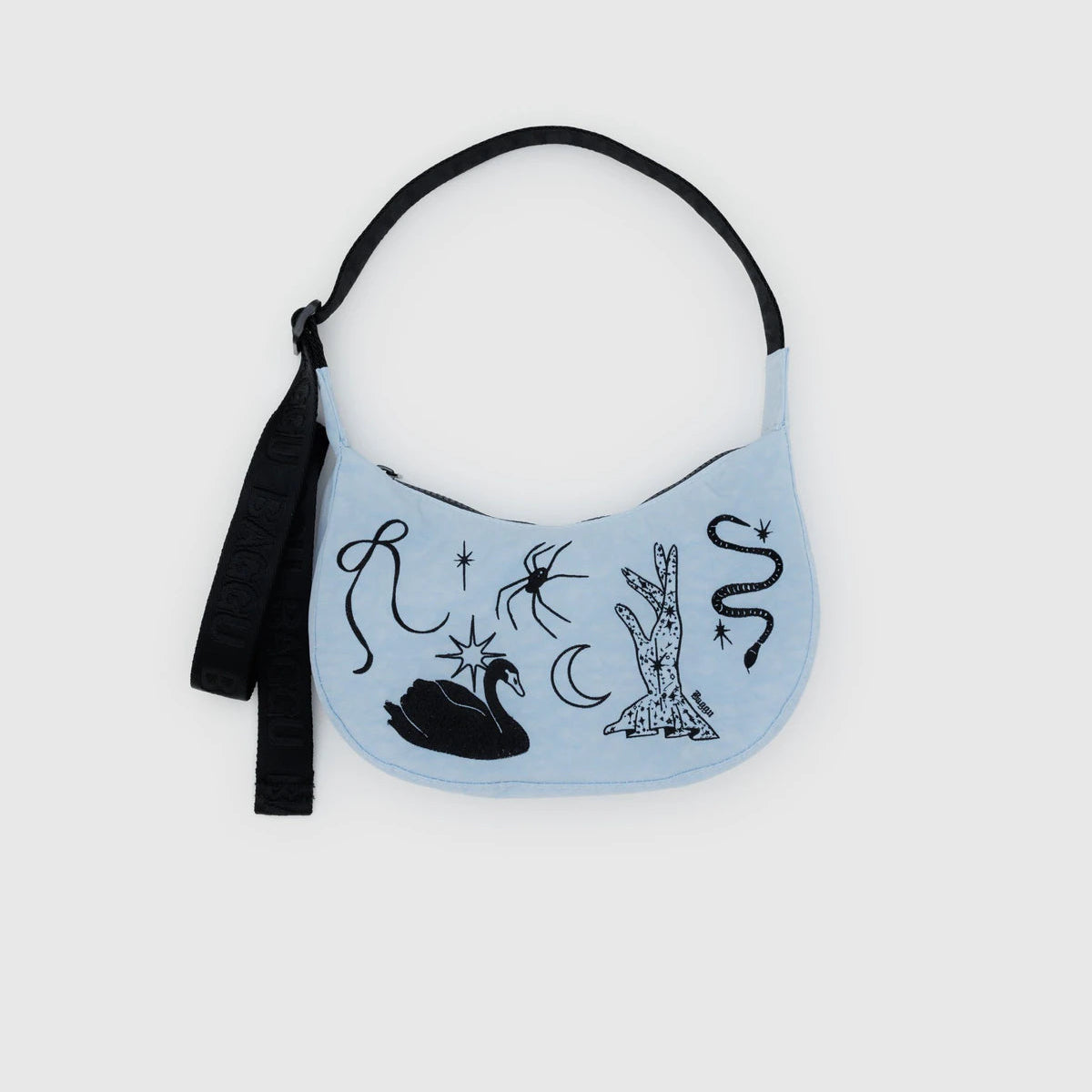BAGGU SMALL NYLON CRESCENT BAG: EMBROIDERED BALLET ICONS