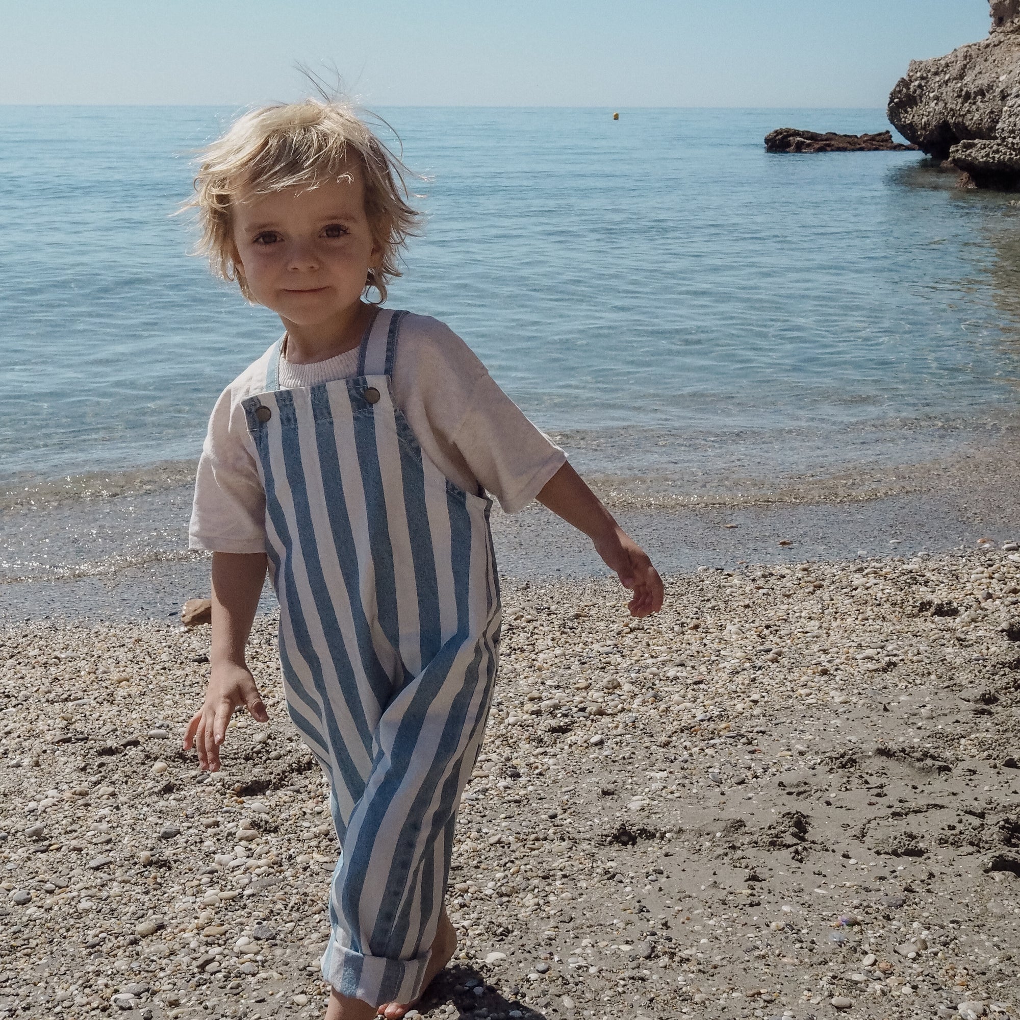 GROWN DENIM STRIPE OVERALLS