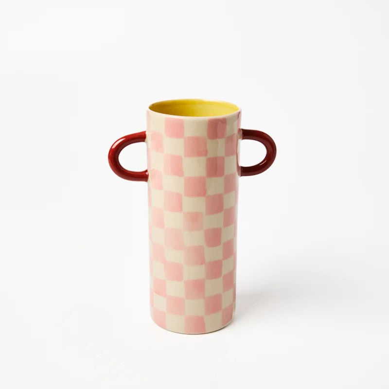 J & CO GRIFFE BUD VASE: PINK CHECK