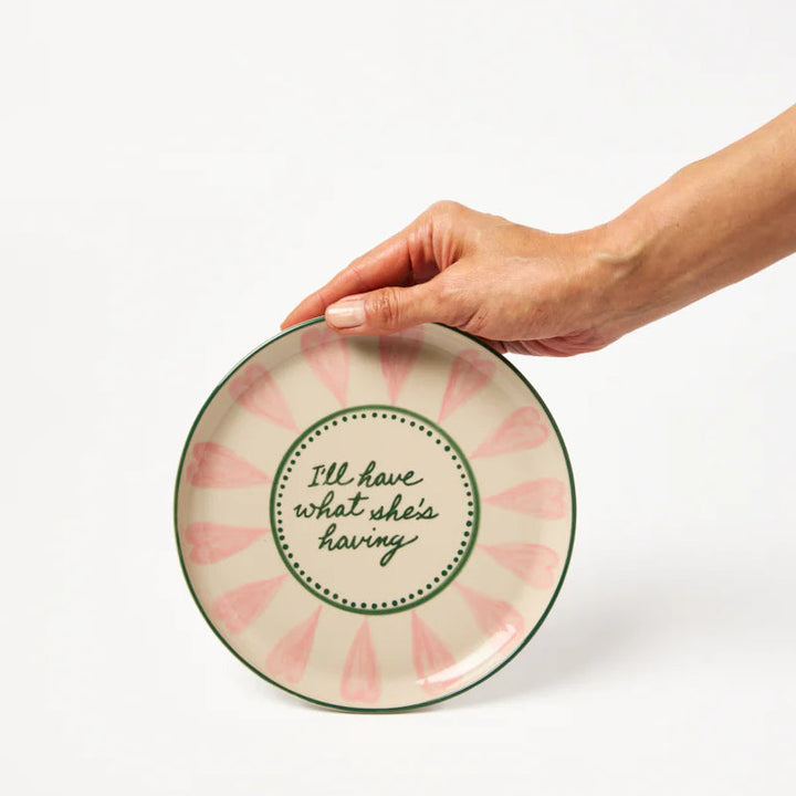 J &amp; CO LOVE NOTES PLATE: WHAT SHES HAVING