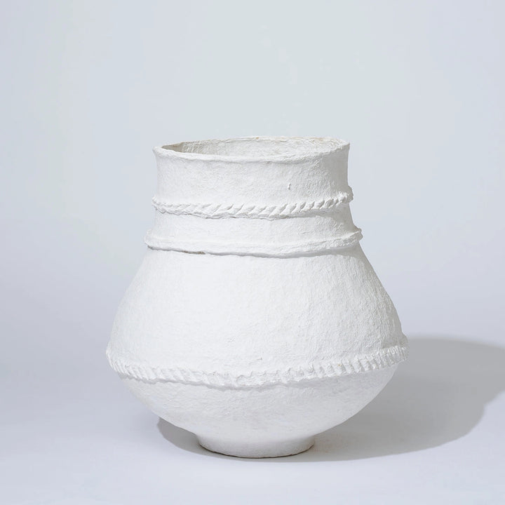 MARMOSET FOUND COTTON MACHE ROPE VESSEL: MOONLIGHT