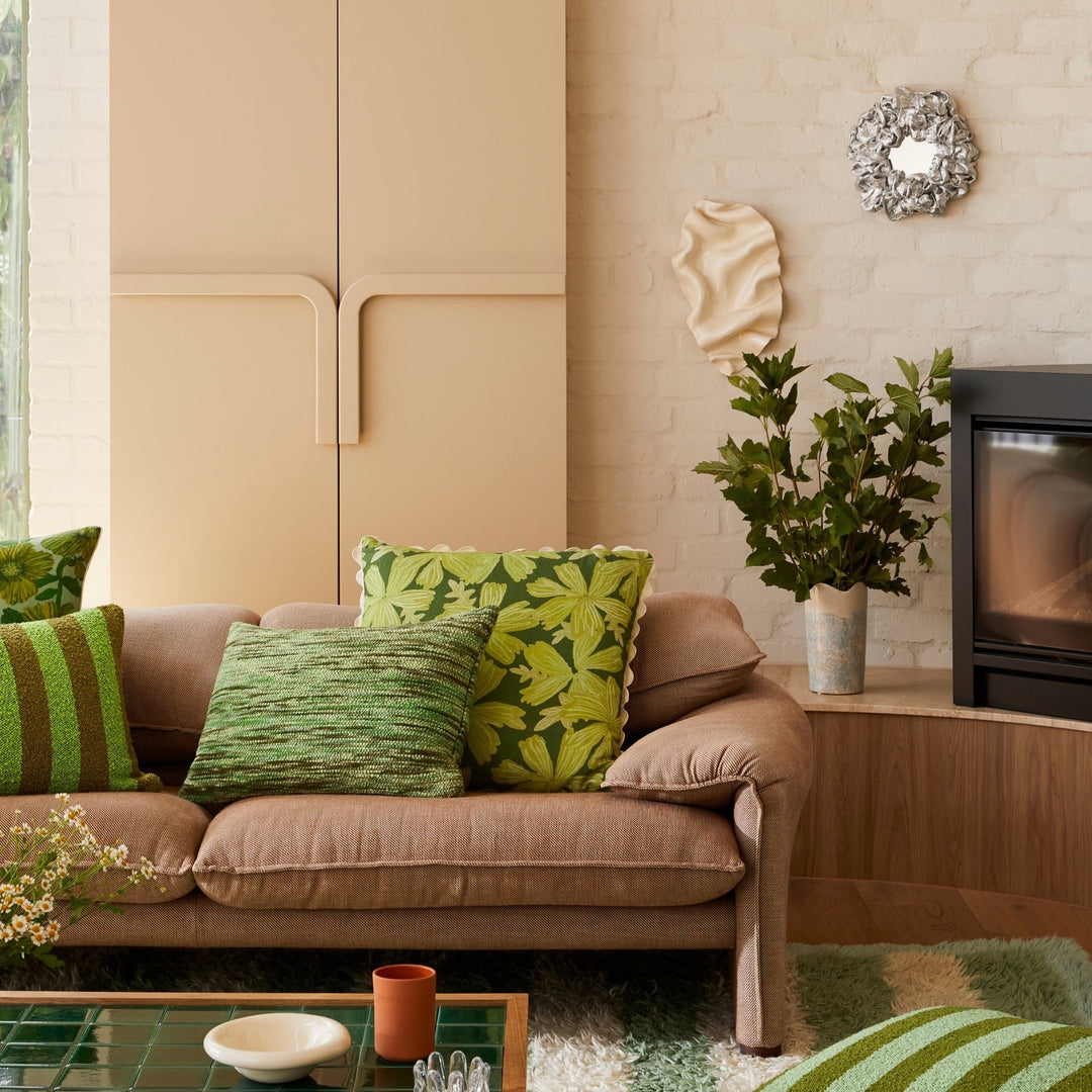 BONNIE AND NEIL WOOL MARLE CUSHION: EMERALD/ 60X40CM, lifestyle