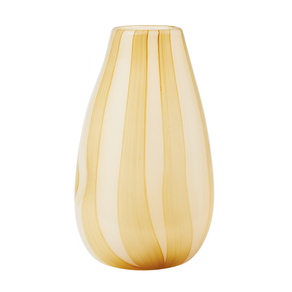 ALICE GLASS VASE: IVORY/MUSTARD SML