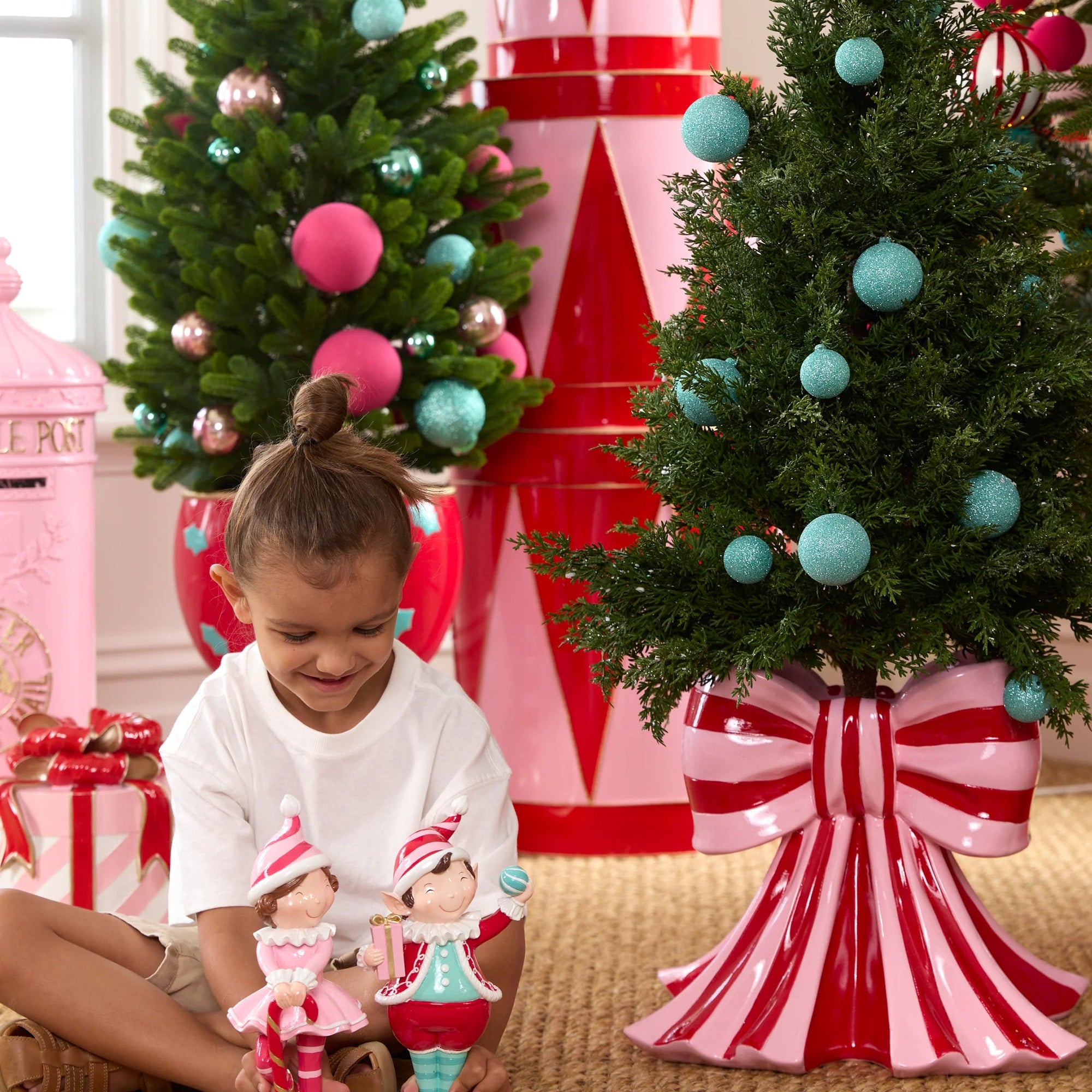 114.5CM RED AND PINK BOW CHRISTMAS TREE