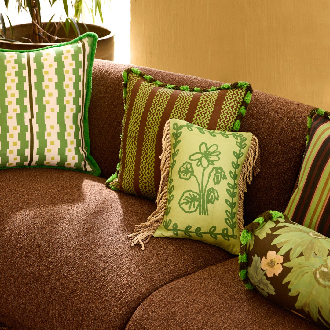 BONNIE AND NEIL PETRA CUSHION: GREEN/ 40X30CM, lifestyle