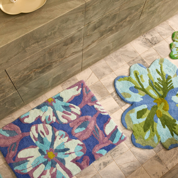 BONNIE AND NEIL DUTCH FLORAL BATH MAT: BLUE, lifestyle
