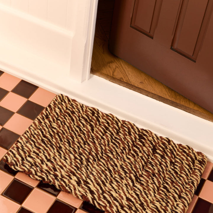 BONNIE AND NEIL WOVEN BROWN DOOR MAT, lifestyle