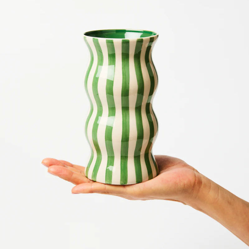 J & CO PALMA VASE: GREEN STRIPE