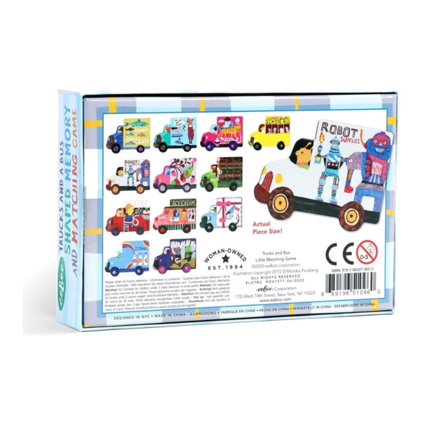 EEBOO MEMORY & MATCHING GAME, TRUCKS & BUS