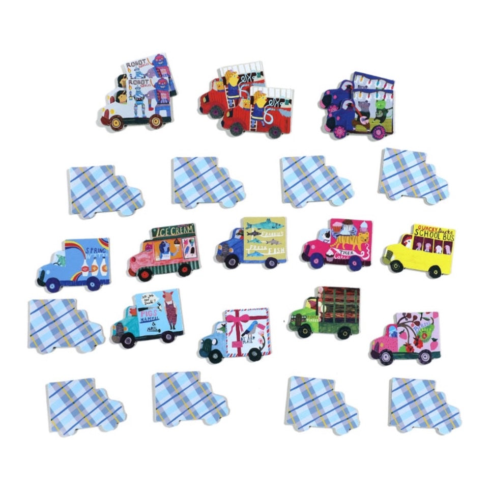 EEBOO MEMORY &amp; MATCHING GAME, TRUCKS &amp; BUS