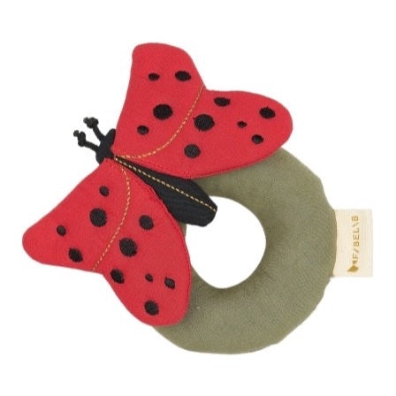 FABELAB RATTLE, LADYBUG MARS RED