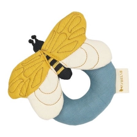 FABELAB RATTLE, BEE WHISPER WHITE