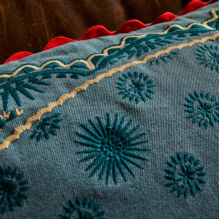 Sage &amp; Clare Anneliese Reversible Denim Cushion, Poppy