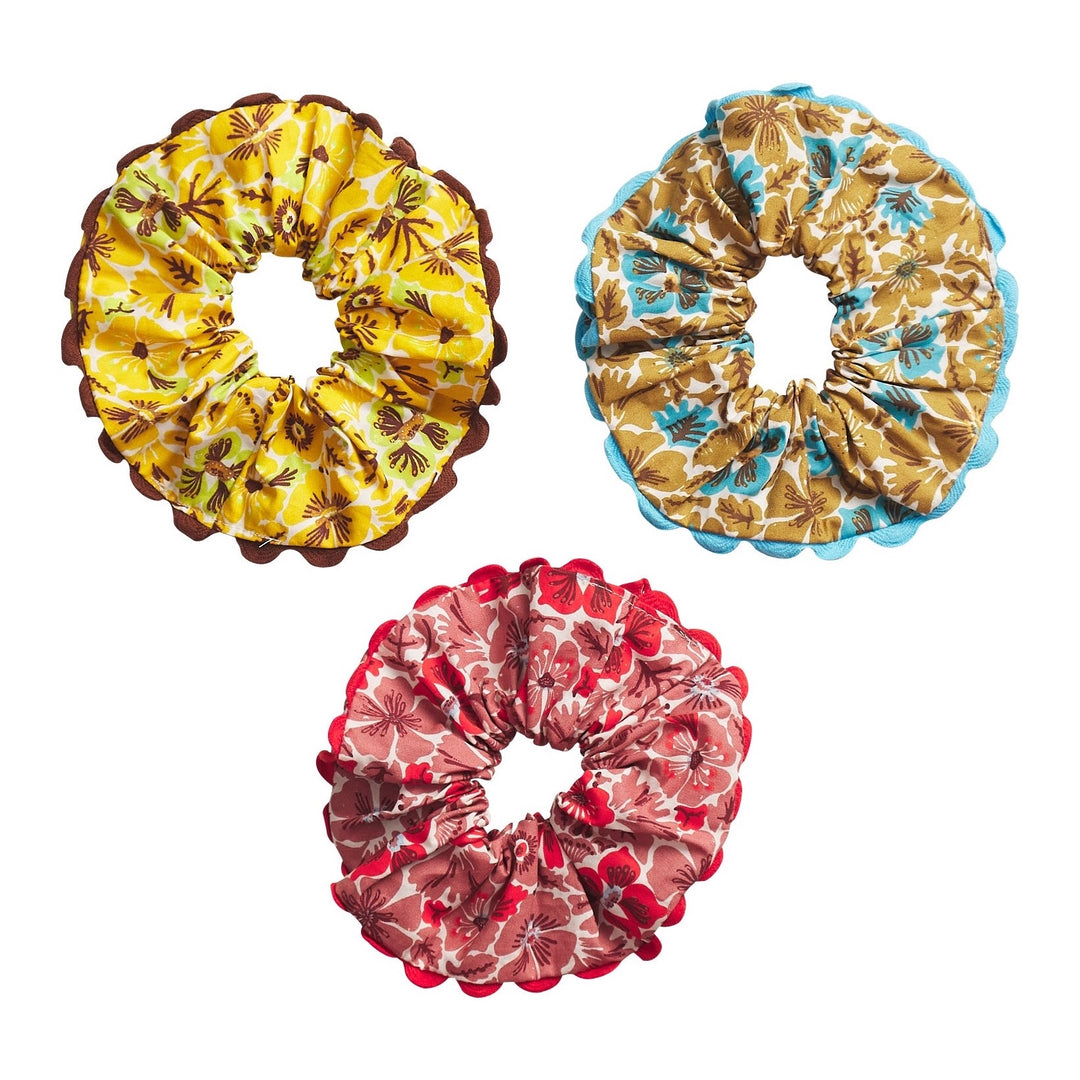 Sage &amp; Clare Magnolia Cotton Scrunchie Set