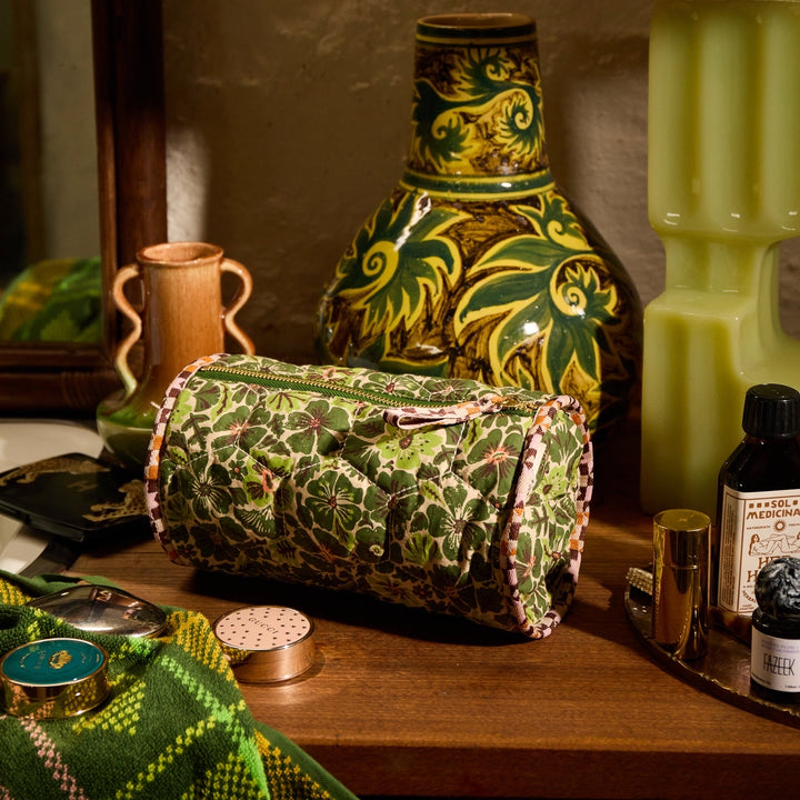 Sage &amp; Clare Magnolia Makeup Bag, Cactus Green