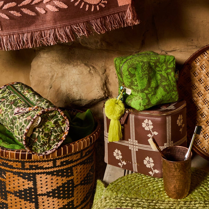 Sage &amp; Clare Magnolia Makeup Bag, Cactus Green