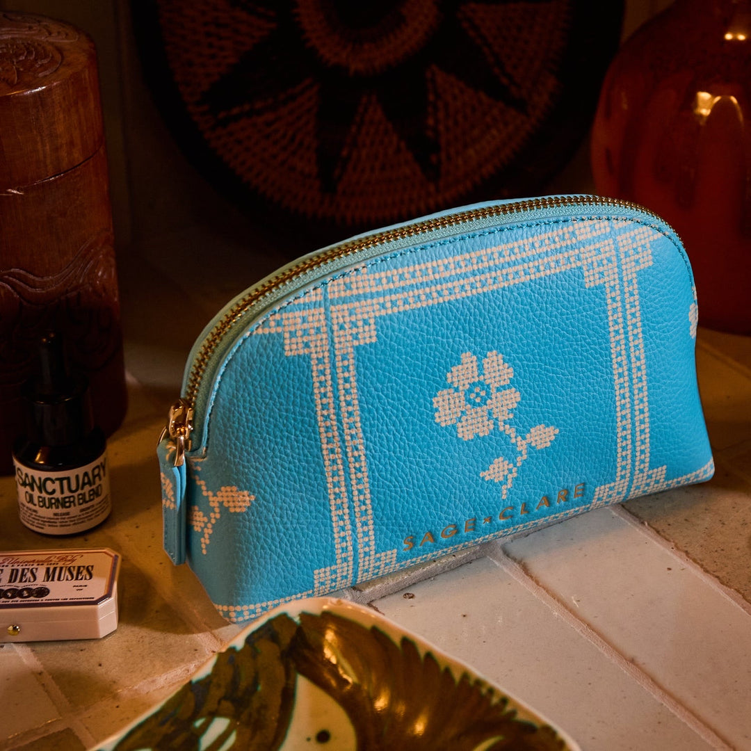Sage &amp; Clare Bonny Cosmetic Pouch, Turquoise