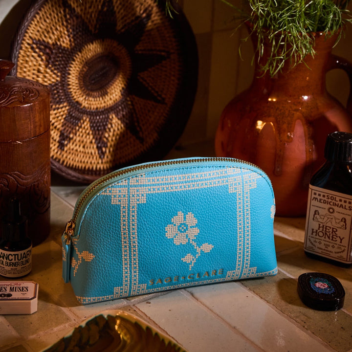 Sage &amp; Clare Bonny Cosmetic Pouch, Turquoise