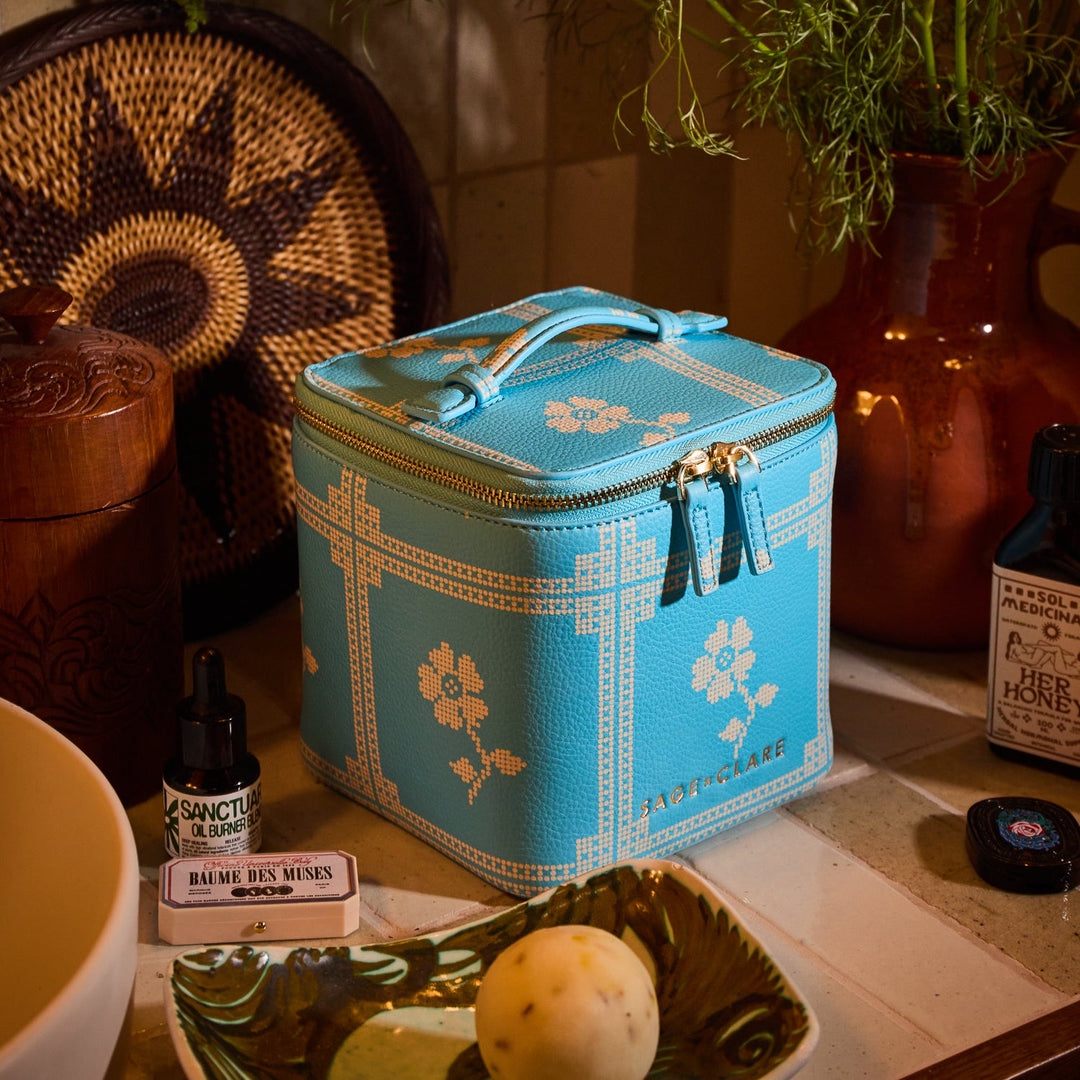 Sage & Clare Bonny Small Vanity Case, Turquoise