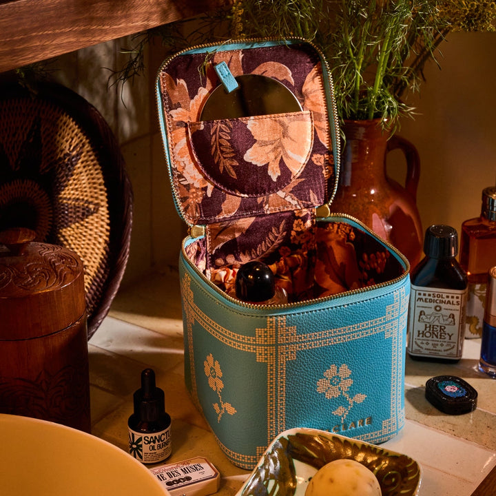 Sage &amp; Clare Bonny Small Vanity Case, Turquoise