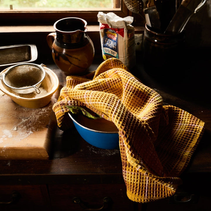 Sage &amp; Clare Frances Waffle Tea Towel, Ochre