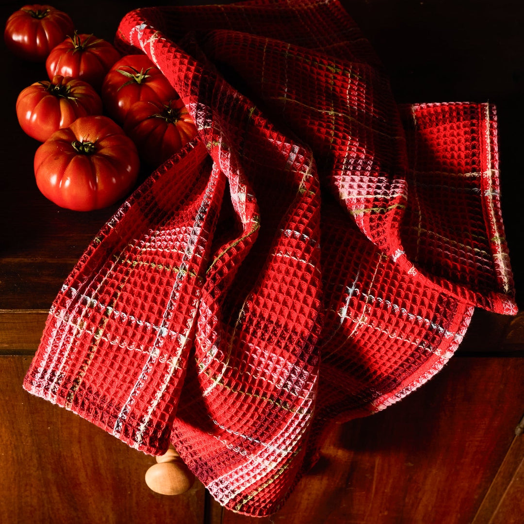Sage & Clare Frances Waffle Tea Towel, Poppy