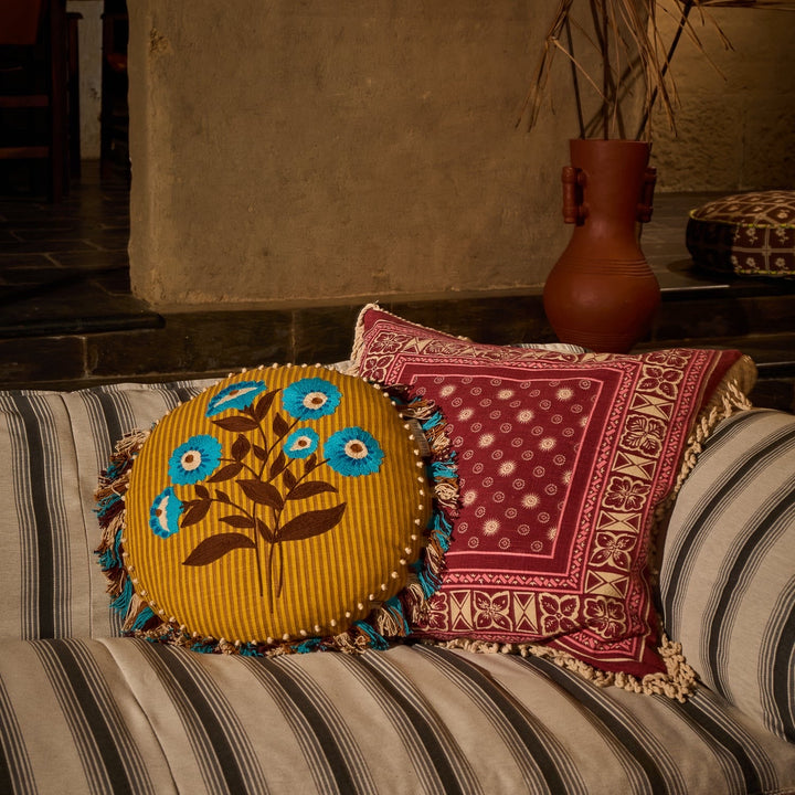 Sage &amp; Clare Odessa Reversible Cushion, Poppy