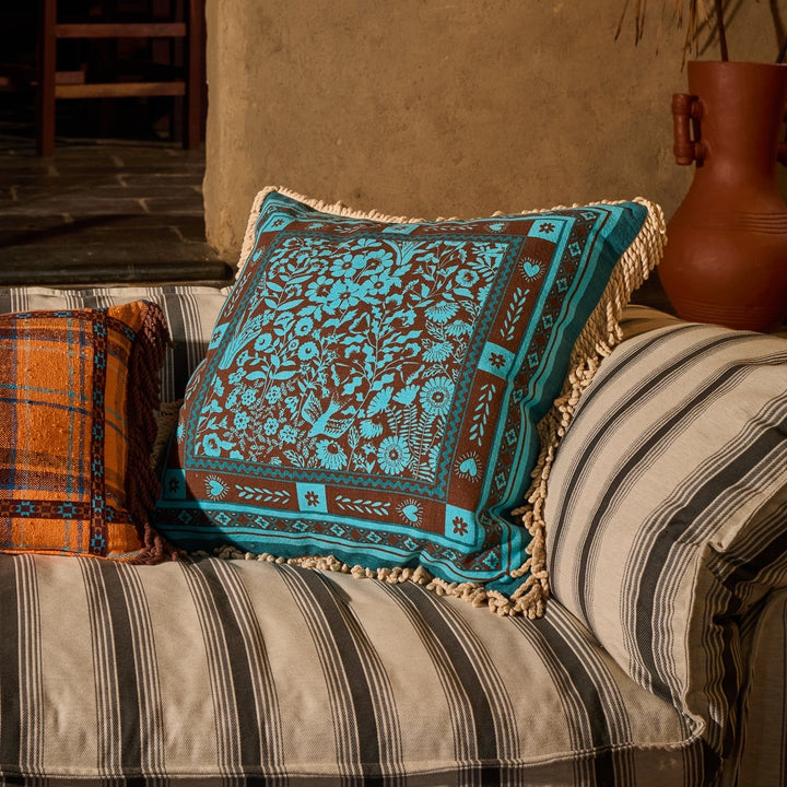 Sage &amp; Clare Odessa Reversible Cushion, Turquoise