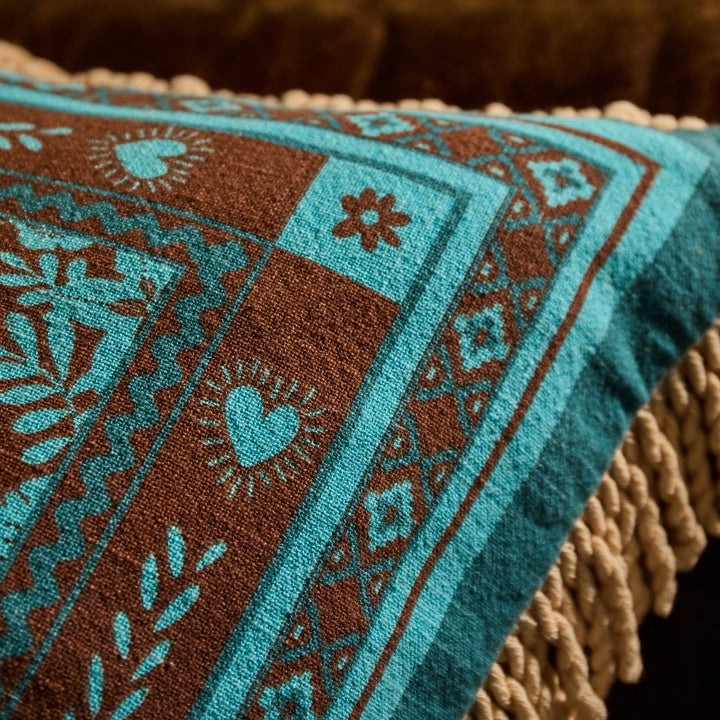 Sage &amp; Clare Odessa Reversible Cushion, Turquoise