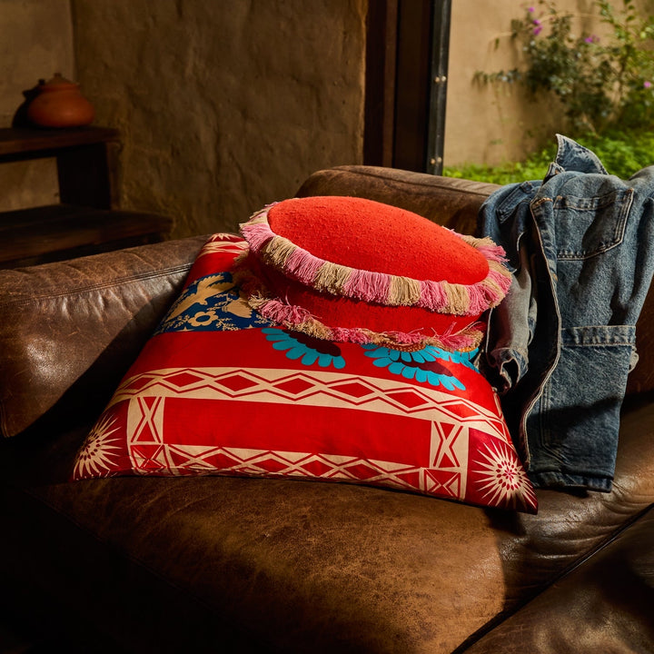 Sage &amp; Clare Reese Round Cushion, Poppy