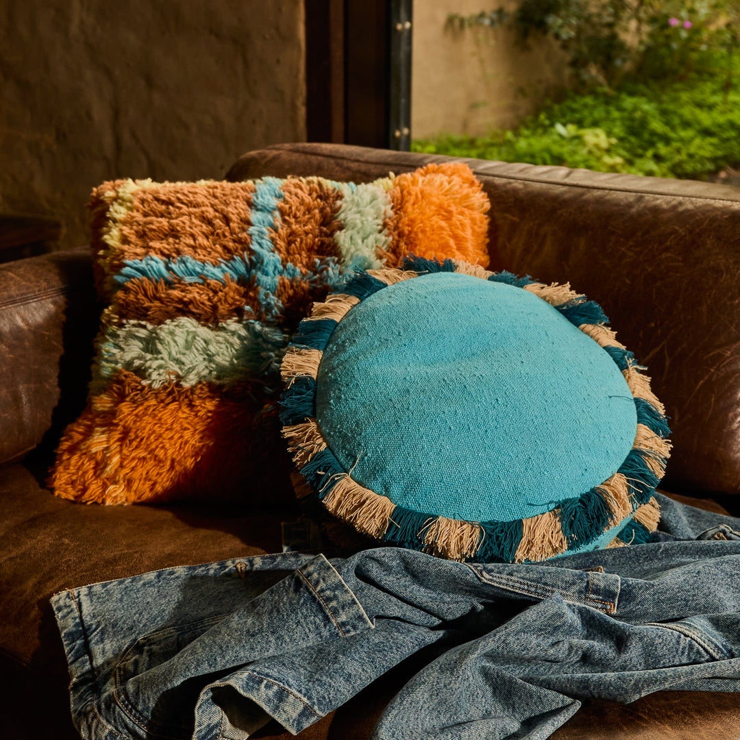 Sage &amp; Clare Reese Round Cushion, Turquoise