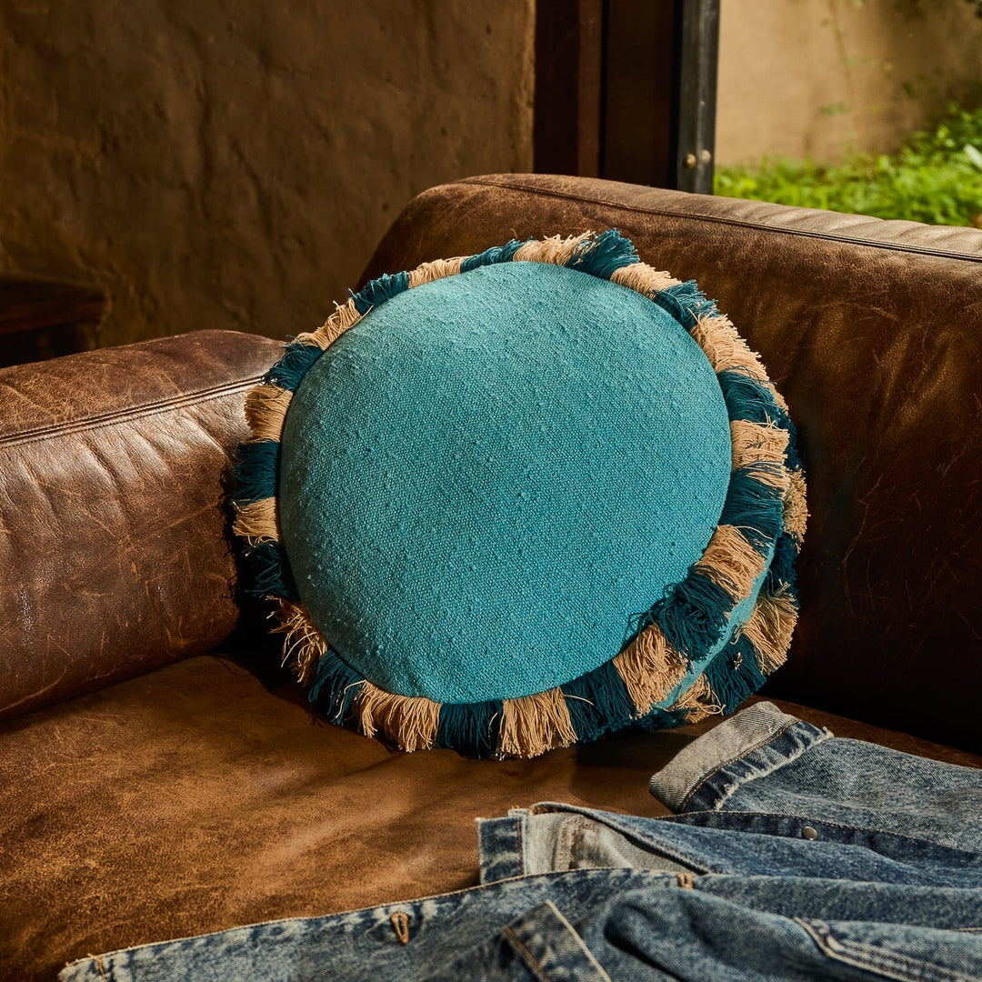 Sage &amp; Clare Reese Round Cushion, Turquoise
