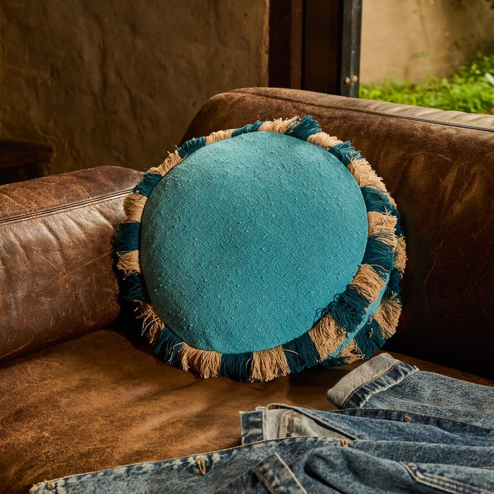 Sage &amp; Clare Reese Round Cushion, Turquoise