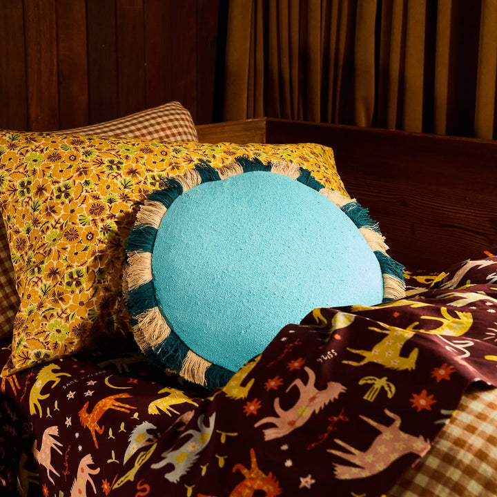 Sage &amp; Clare Reese Round Cushion, Turquoise