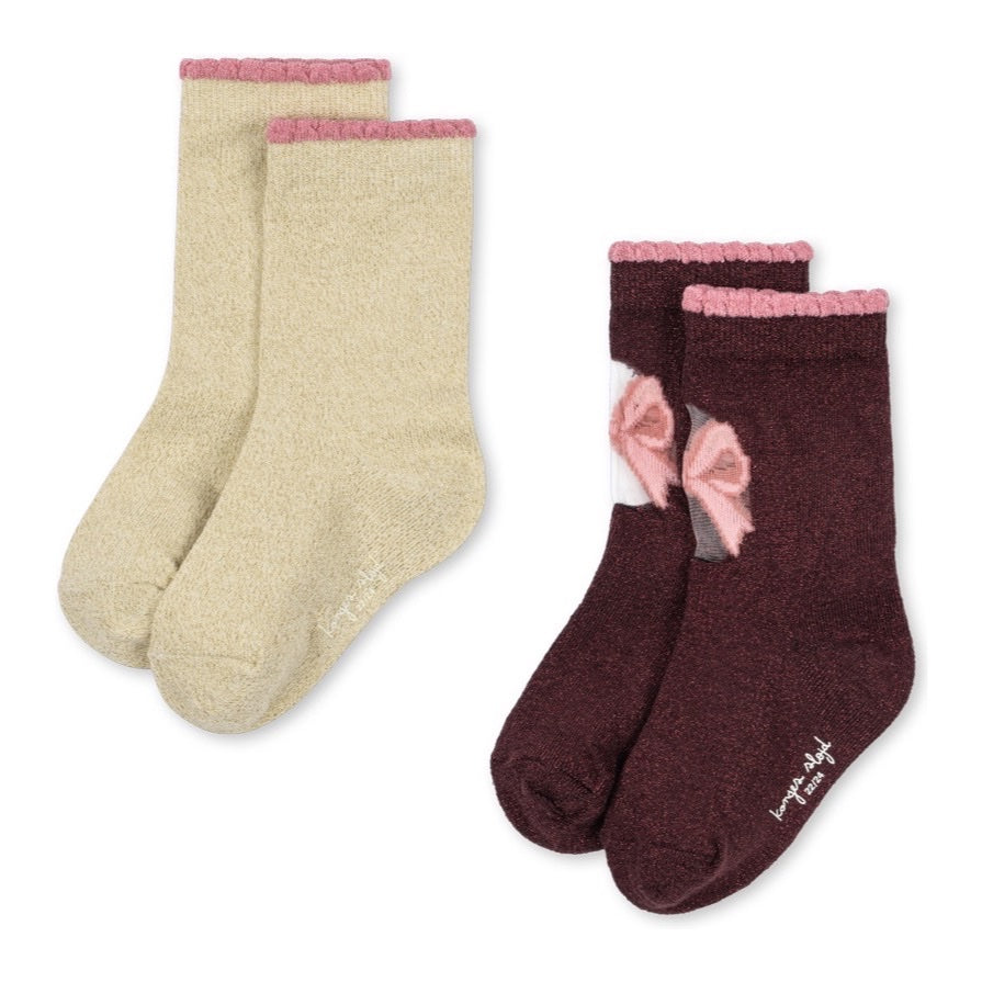 Konges Sløjd 2 Pack Bow Socks, Bow Mix