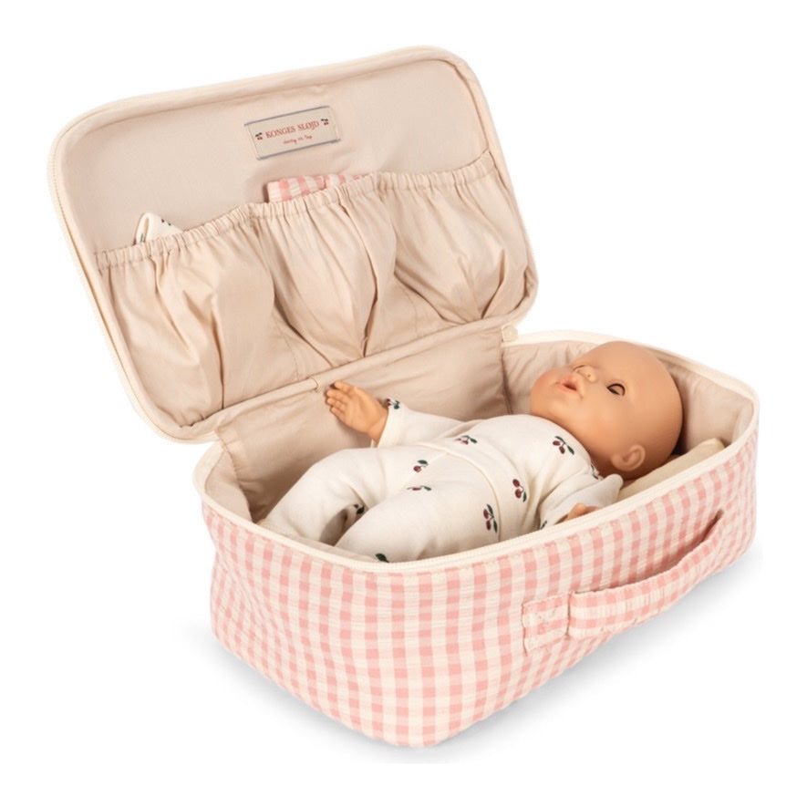 Konges Sløjd Baby Doll Nursery Suitcase, Pink Check