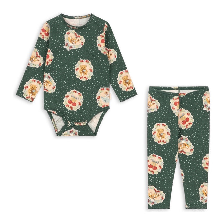 Konges Sløjd Basic Body/Pants Set GOTS, Deer Diary Green