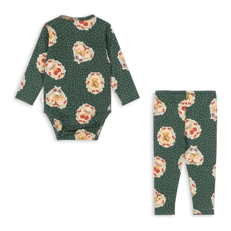 Konges Sløjd Basic Body/Pants Set GOTS, Deer Diary Green